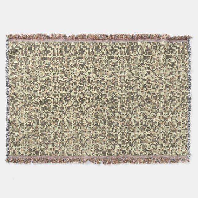 Overlapping small squares, tones of brown to beige throw blanket (Front)