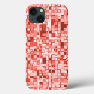 Overlapping small squares, tones of red or coral iPhone 13 case