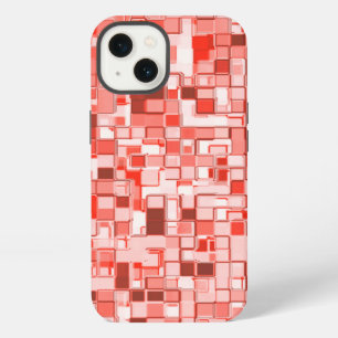Overlapping small squares, tones of red or coral iPhone 13 case