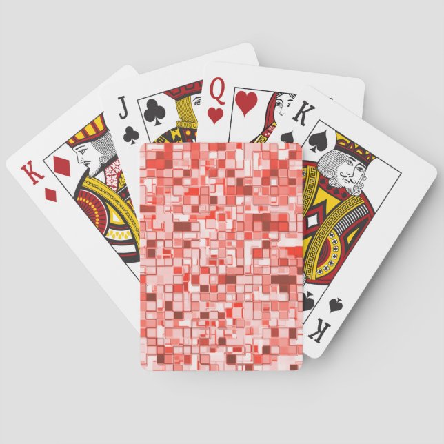 Overlapping small squares, tones of red or coral playing cards (Back)