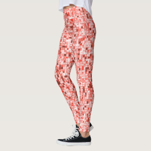 Overlapping squares, tones of red or coral leggings