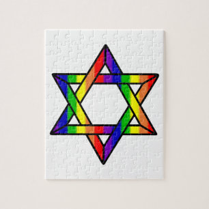 Overlapping Star of David Rainbow Zazzle.png Jigsaw Puzzle
