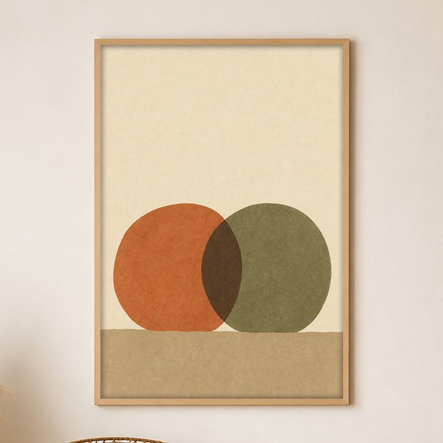 Overlapping Suns Gouache Boho Art Poster (Shown framed for scale. Poster ships unframed; frames are an optional add-on.)