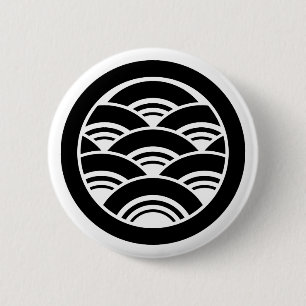 Overlapping waves in circle 6 cm round badge