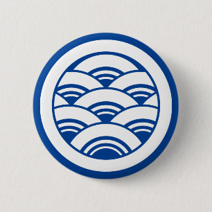 Overlapping waves in circle 6 cm round badge