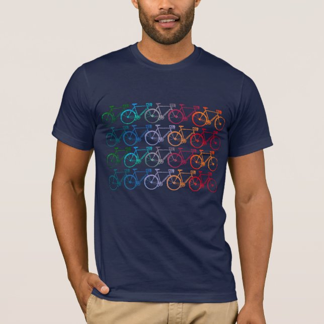 Overlapping Wheels 20 Colourful Bikes  T-Shirt (Front)