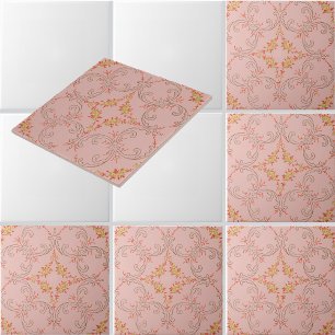 Overlapping wreaths of foliate scrolls pattern tile