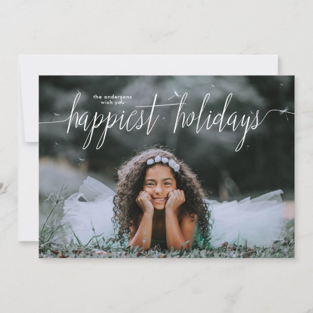 Overlay Happiest Holidays Lettering Photo Card (Front)