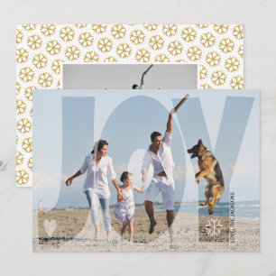 Overlay joy Christmas gold glitter snowflake photo Holiday Card