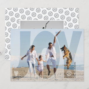Overlay joy Christmas holiday grey photo card