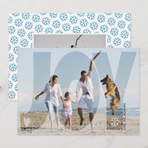 Overlay joy Christmas turquoise snowflake photo Holiday Card
