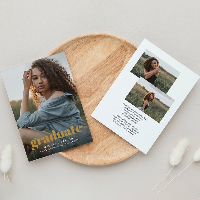 Overlay Modern Script | Three Photos Graduation Announcement (Creator Uploaded)