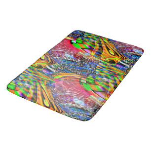 Overlay of clear vivid colours on rough background bath mat