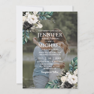 Overlay Portrait Picture Photo QR B&W Wedding Invitation
