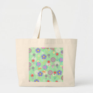 Overlayer Flowers Large Tote Bag