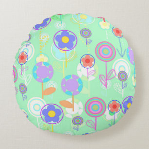 Overlayer Flowers Round Cushion