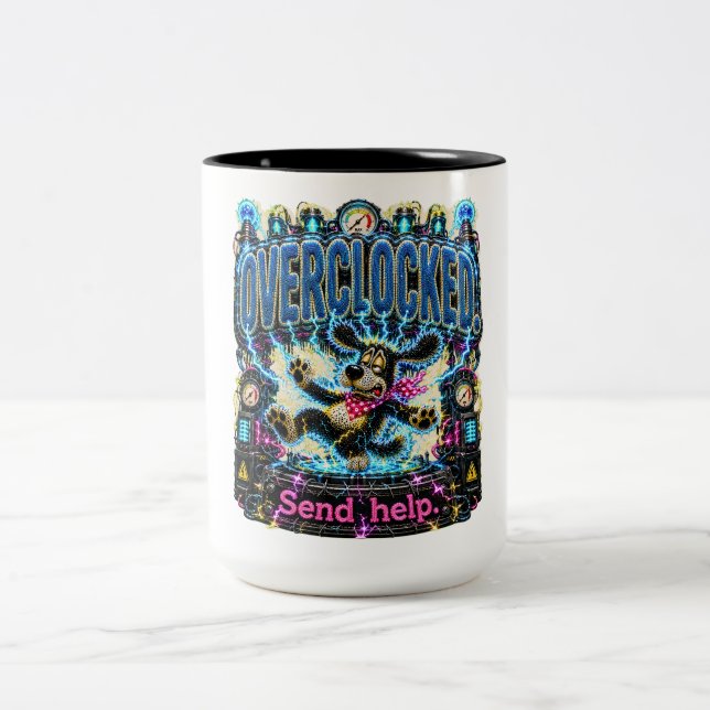 Overloaded Send Help Funny Burnout Two-Tone Coffee Mug (Center)