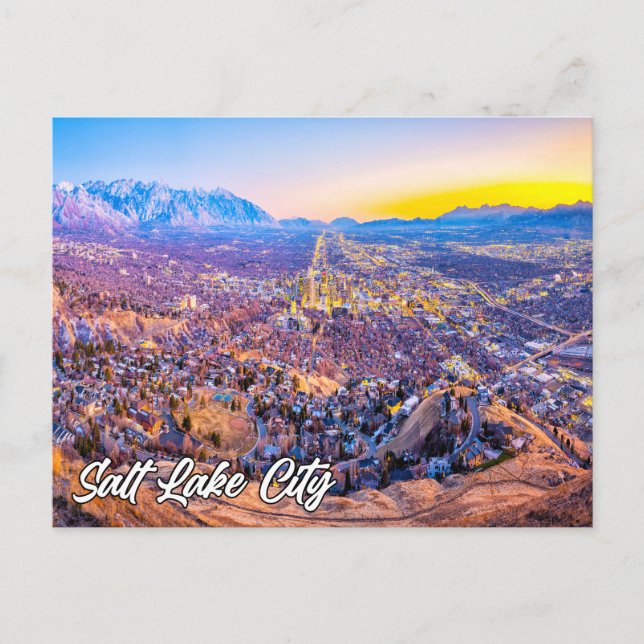 Overlooking Salt Lake City, Utah, United States Postcard (Front)
