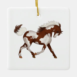Overo Pinto Wild Horse Pony Personalised Christmas Ceramic Ornament