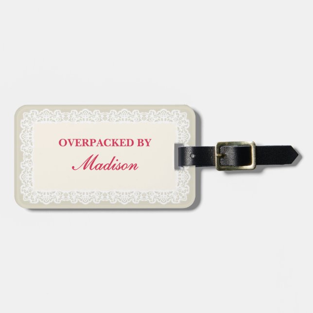 Overpacked By Bridesmaid Gift Luggage Tag (Front Horizontal)