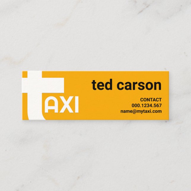 Oversize Alphabet-T Bold Yellow Taxi Service Mini Business Card (Front)