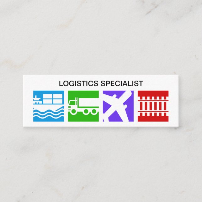 Oversize Colourful Logistics Motif Mini Business Card (Front)
