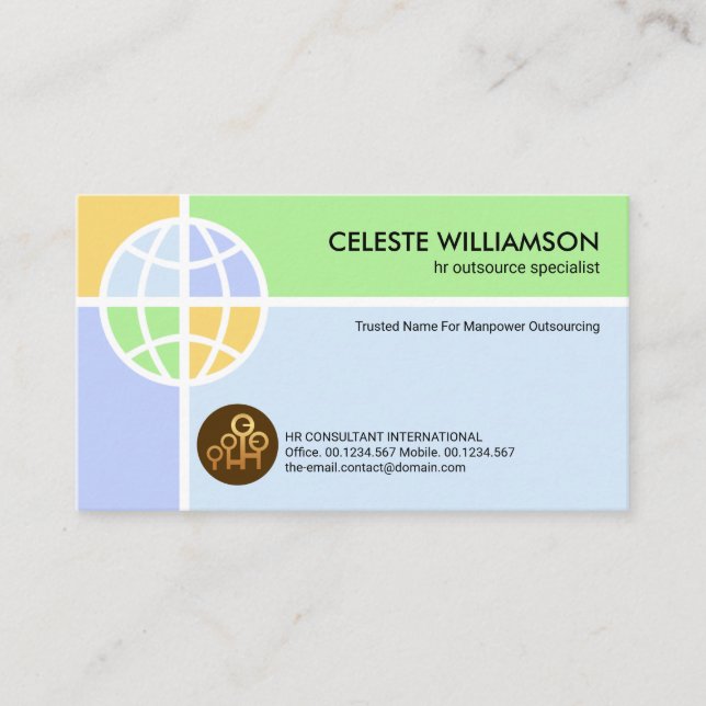 Oversize Global Motif Manpower Outsource Business Card (Front)