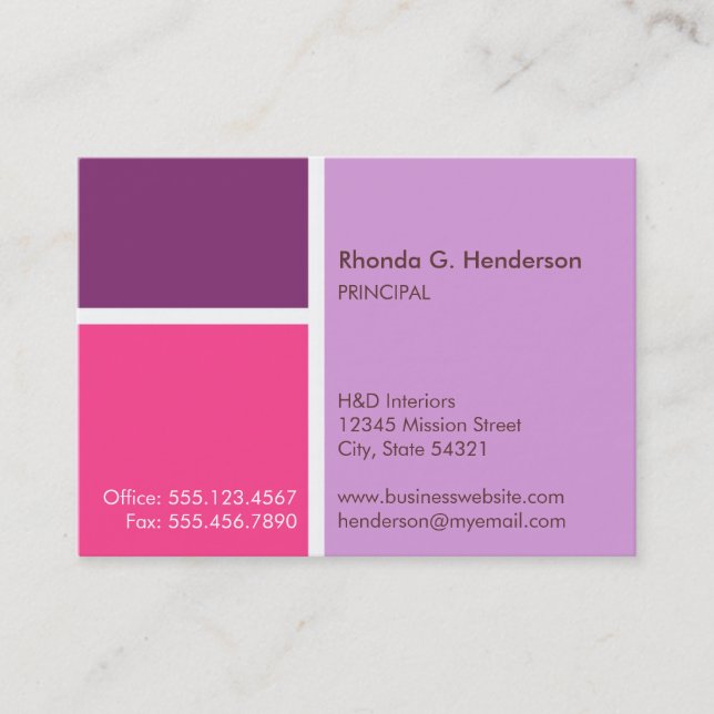 Oversize modern colour block purple professional business card (Front)