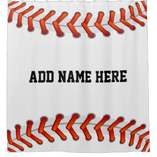 Oversized Baseball Look Add Your Name Text Shower Curtain