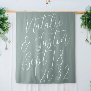 Oversized Calligraphy Script Wedding Backdrop Tapestry