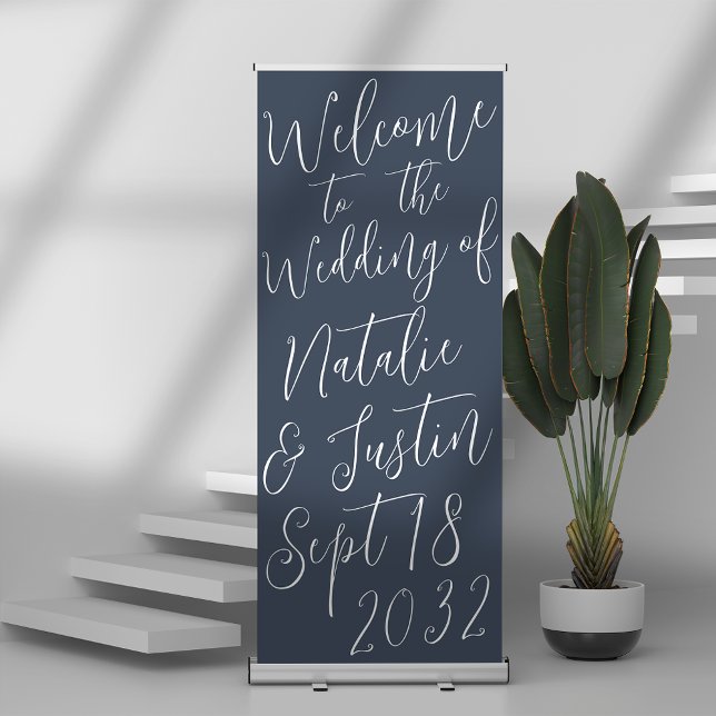 Oversized Calligraphy Script Wedding Welcome Retractable Banner (Creator Uploaded)