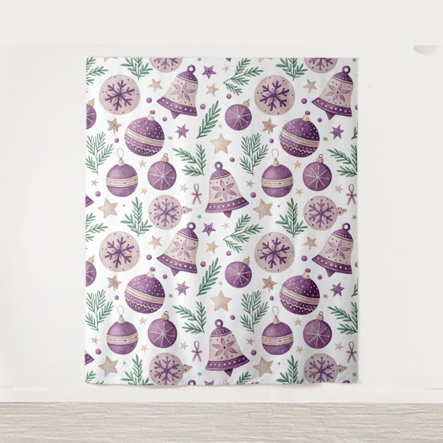 Oversized Christmas Tapestry – Purple Bell Design  (Front)
