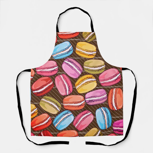 Oversized Colourful Macaroon Cookies Pattern Apron (Front)
