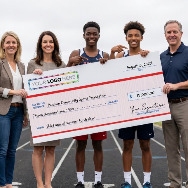 Oversized Fundraiser Check with Business Logo Poster (Creator Uploaded)