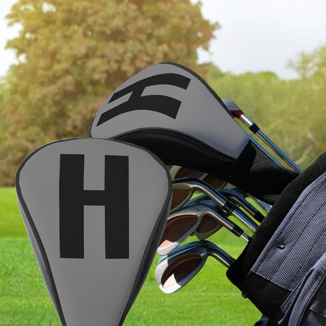 Oversized Initial Minimalist Grey and Black Golf Head Cover (Creator Uploaded)