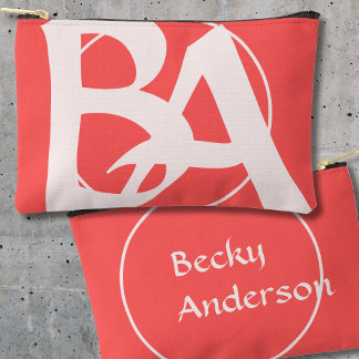 Oversized Initials in Rosé and Red Accessory Pouch