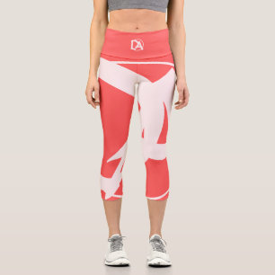 Oversized Initials in Rosé and Red Capri Leggings