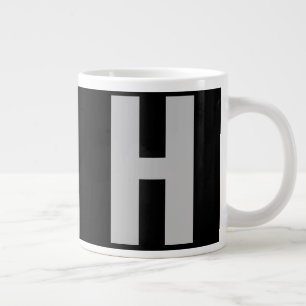 Oversized Monogram Initial in Black and Grey Large Coffee Mug