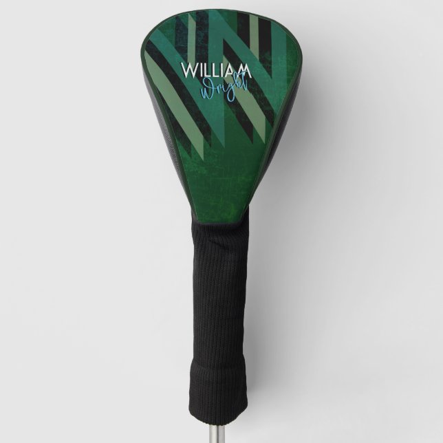 Oversized Monogram Name Modern Green Golf Head Cover (Front)