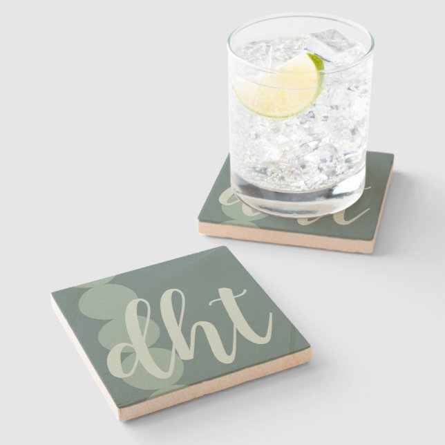 Oversized Monogram Sandstone Coaster (Side)