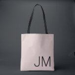 Oversized Monogrammed Initials Blush Pink Black Tote Bag<br><div class="desc">Chic modern monogram. Black initials highlighted on a solid blush pink background.</div>