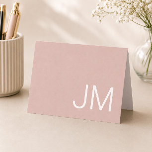 Oversized Monogrammed Initials Blush Pink Folded Note Card