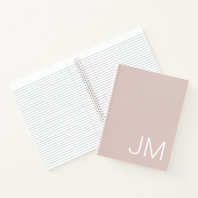 Oversized Monogrammed Initials Blush Pink Notebook (Inside)