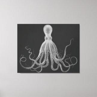 Oversized Octopus Triptych in Grey Canvas Print