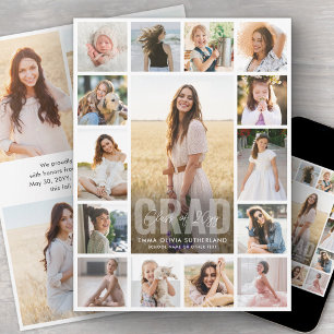 Oversized Photo Collage Modern Overlay Graduation Announcement