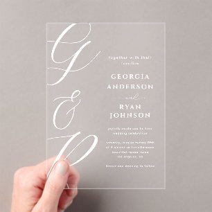 Oversized Script Monogram Transparent Acrylic Invitations