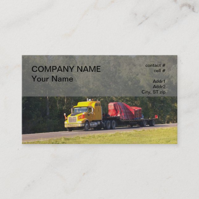oversized semi flatbed truck business card (Front)