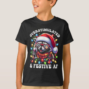 Overstimulated And Festive Af Feral Raccoon Lights T-Shirt