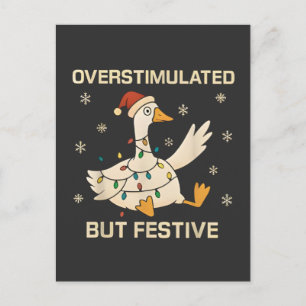 Overstimulated But Festive Christmas Goose Xmas Invitation Postcard