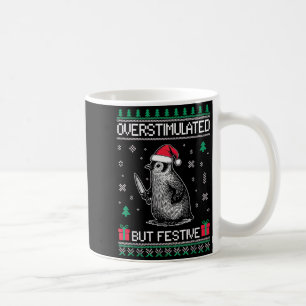 Overstimulated But Festive Christmas Ugly Penguin Coffee Mug
